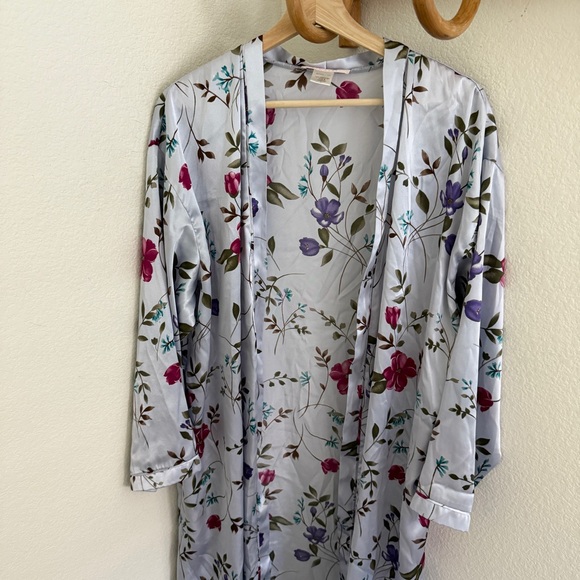 Oscar de la Renta Vintage Pink Label Intimates satin Floral Maxi Robe size S - Picture 1 of 8
